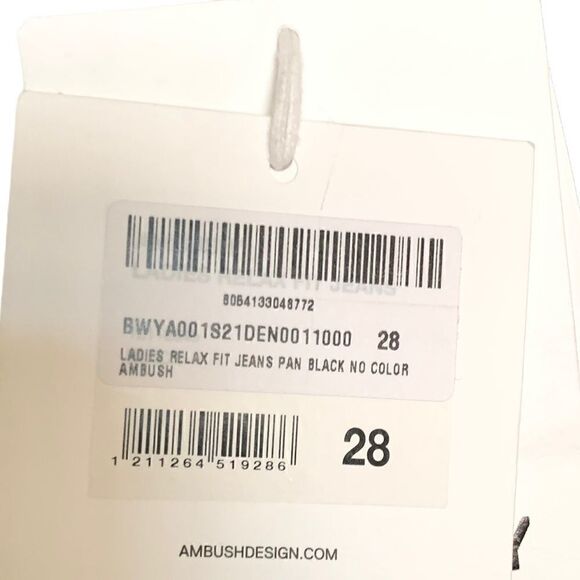 Ambush Denim NWT High Rise Button Fly Relax Fit Pan Black Jeans 28 - Picture 8 of 8